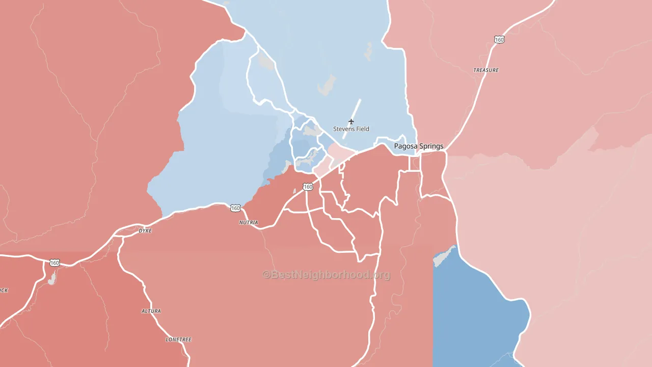 81147, CO block-group political-lean map