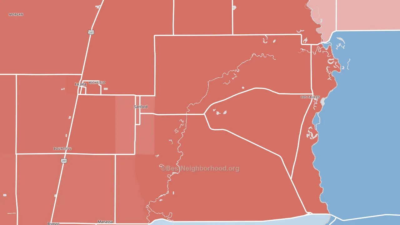 81151, CO block-group political-lean map