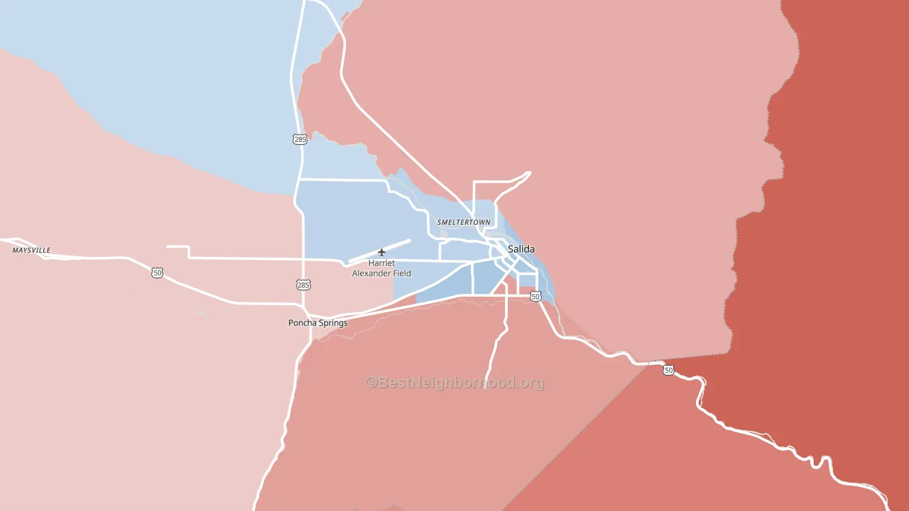 81201, CO block-group political-lean map