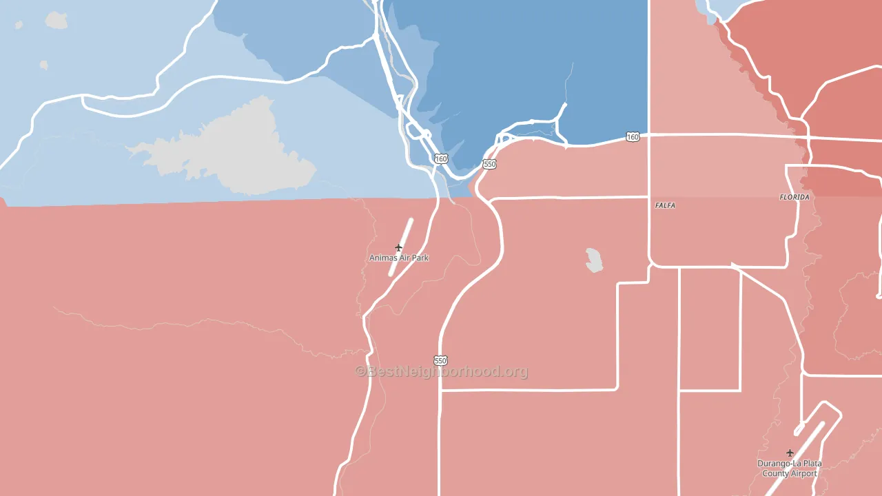 81303, CO block-group political-lean map