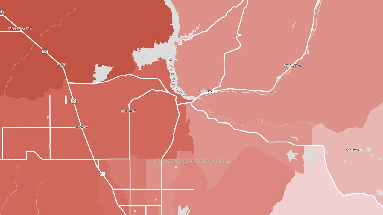 81323, CO block-group political-lean map