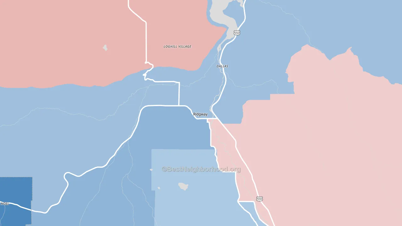 81432, CO block-group political-lean map