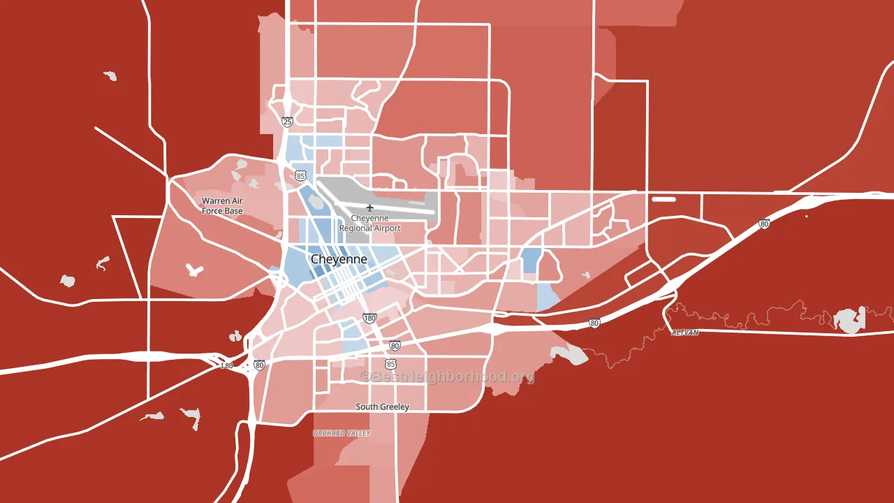 82001, WY block-group political-lean map