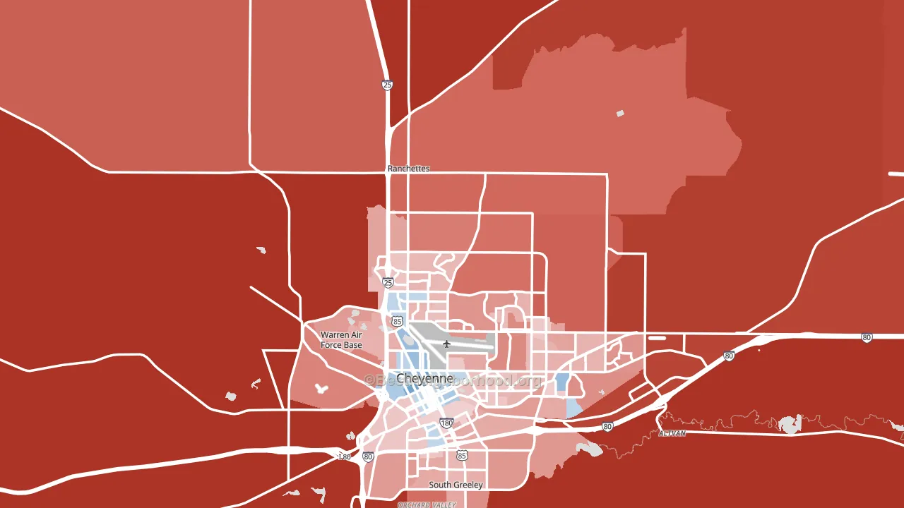 82009, WY block-group political-lean map