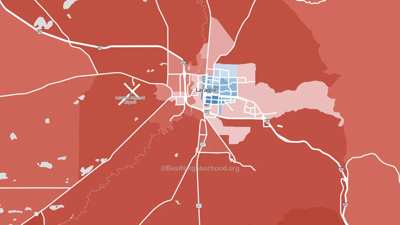 82070, WY block-group political-lean map