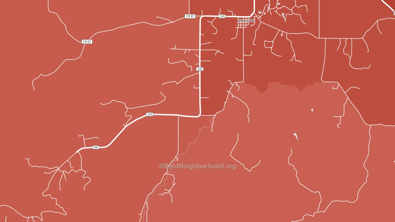 82833, WY block-group political-lean map