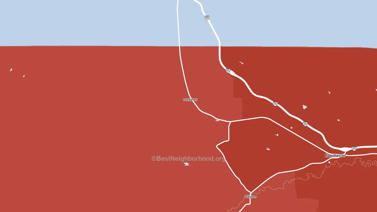82838, WY block-group political-lean map
