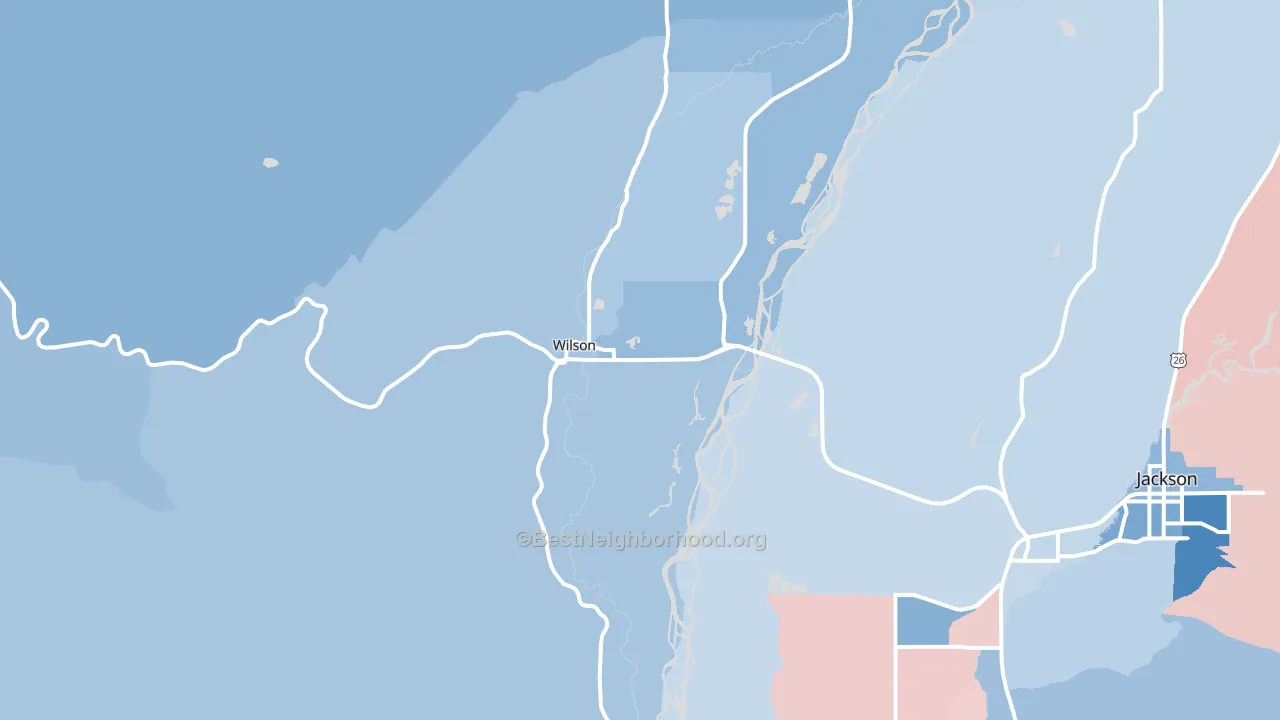 83014, WY block-group political-lean map