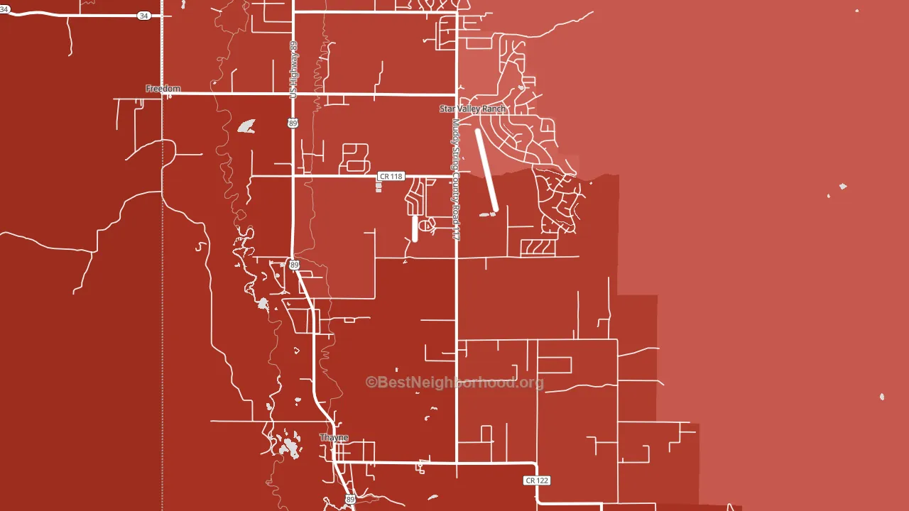 83127, WY block-group political-lean map