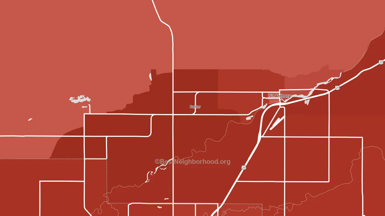 83438, ID block-group political-lean map