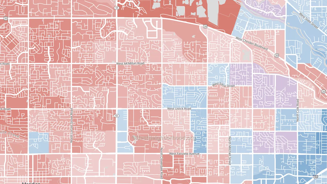 83713, ID block-group political-lean map