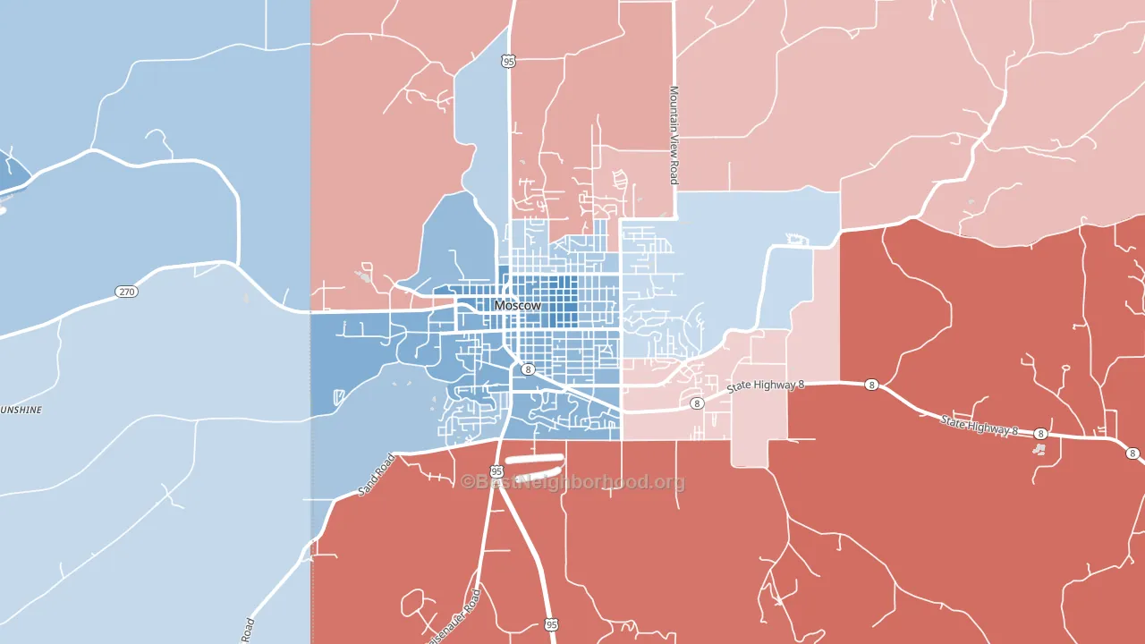 83843, ID block-group political-lean map
