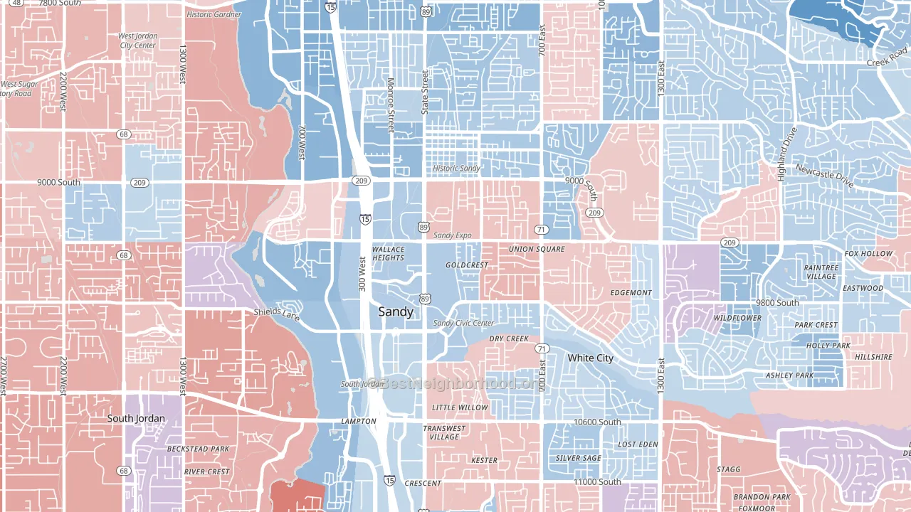 84070, UT block-group political-lean map