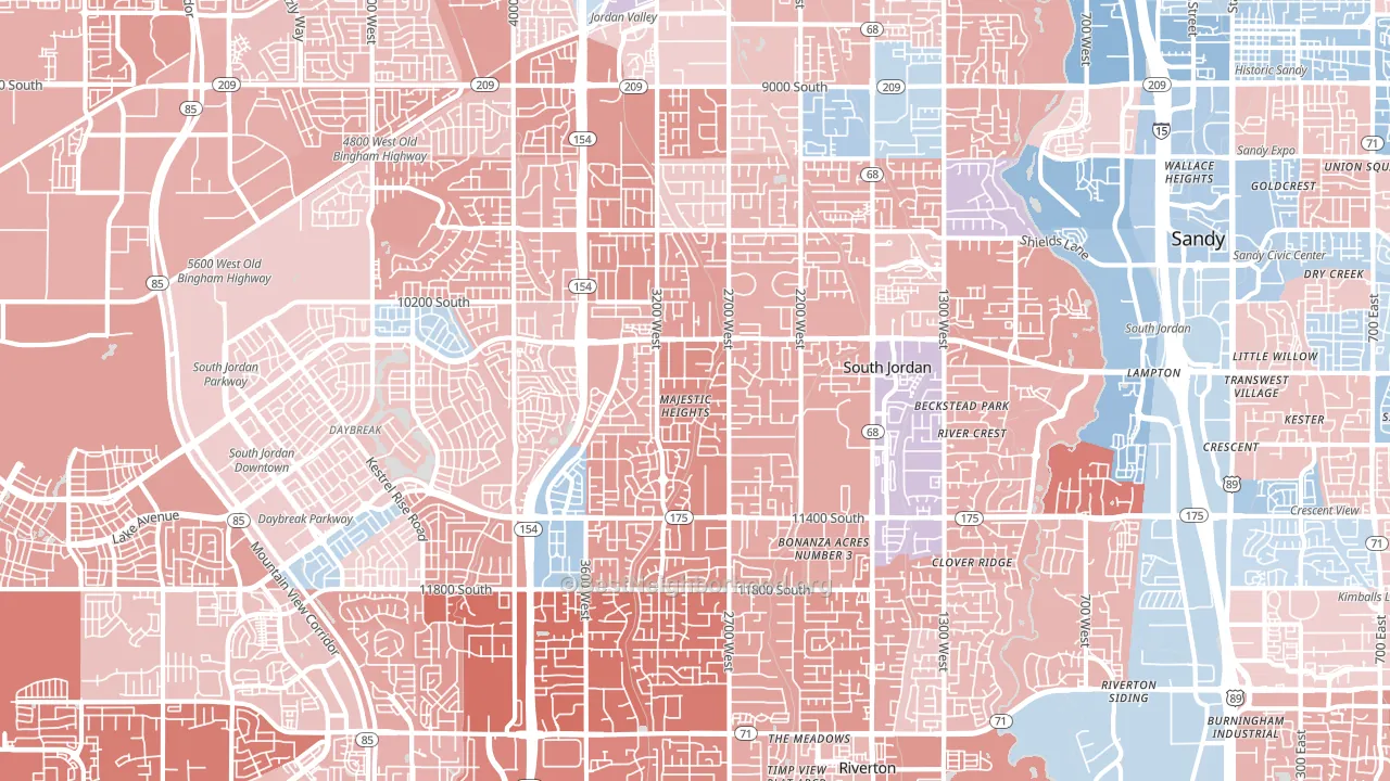 84095, UT block-group political-lean map
