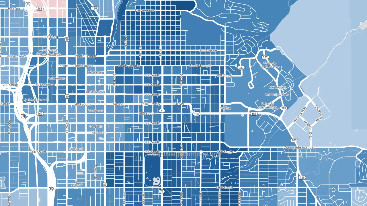 84102, UT block-group political-lean map
