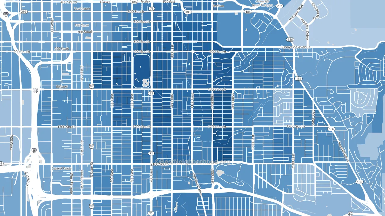 84105, UT block-group political-lean map