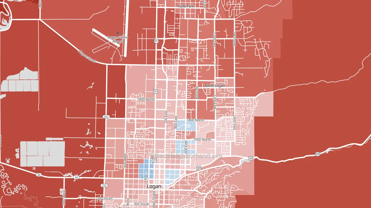 84341, UT block-group political-lean map