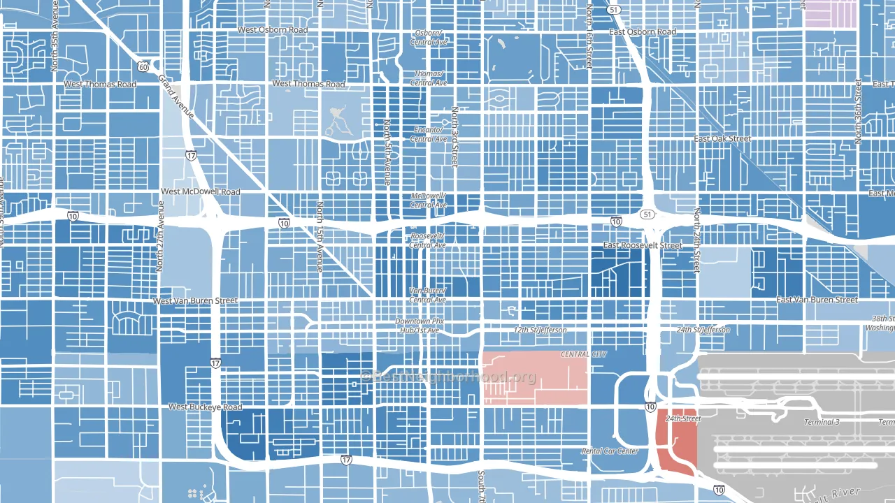 85004, AZ block-group political-lean map