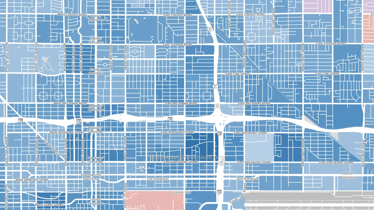 85006, AZ block-group political-lean map
