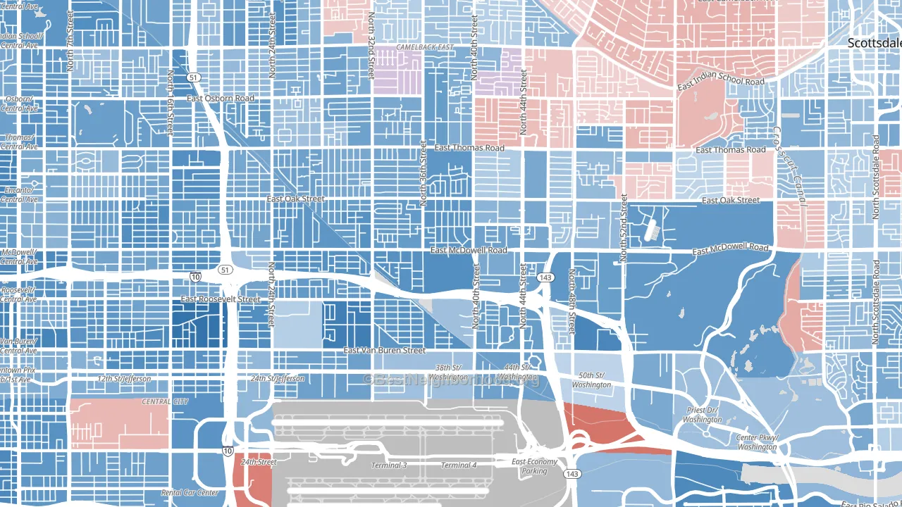 85008, AZ block-group political-lean map