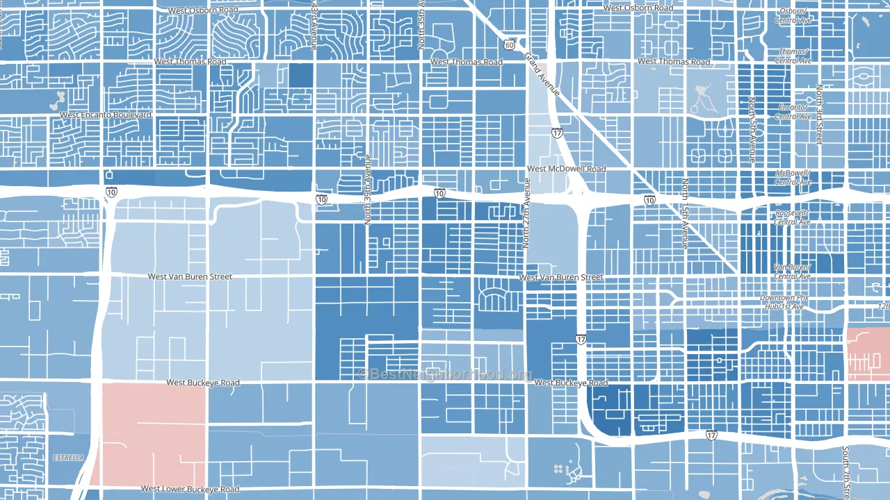 85009, AZ block-group political-lean map