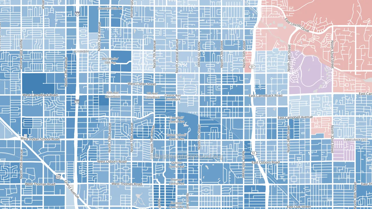 85012, AZ block-group political-lean map