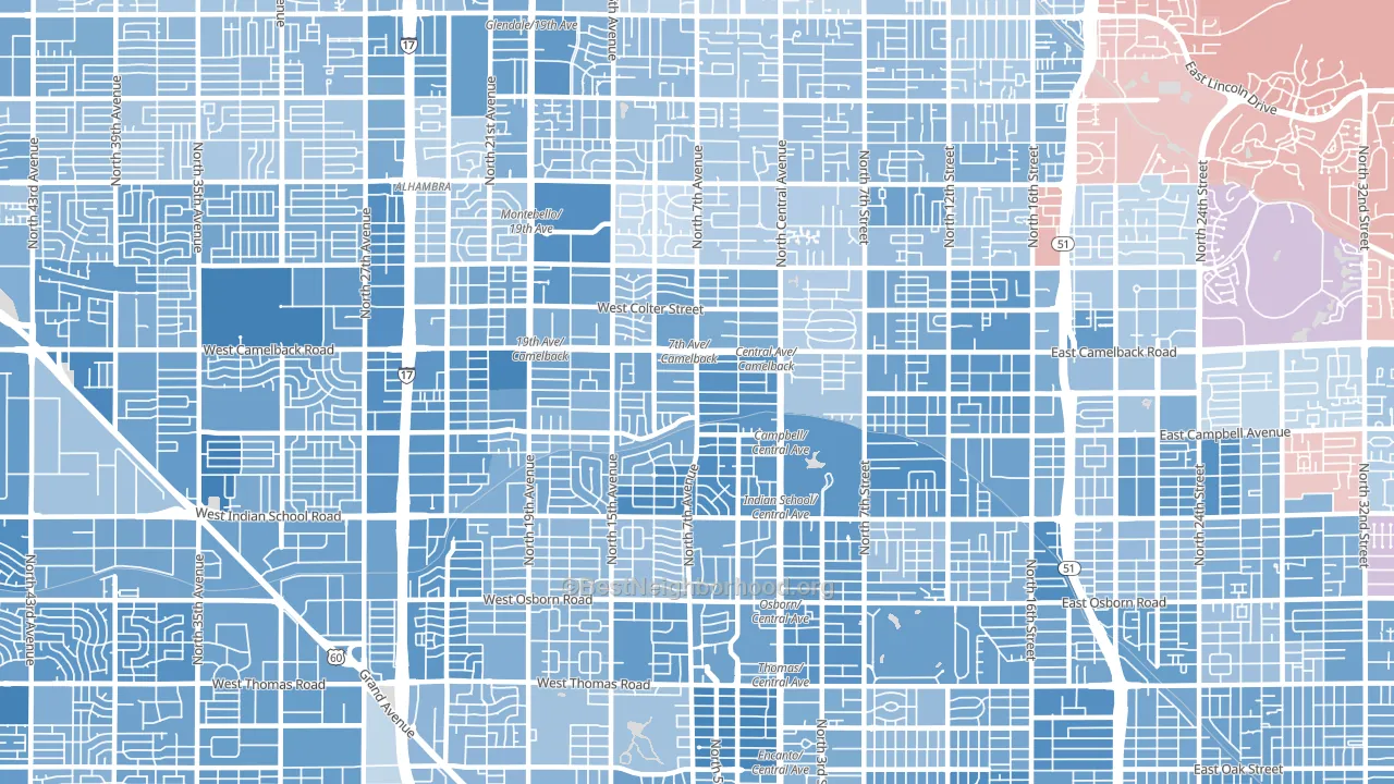 85013, AZ block-group political-lean map