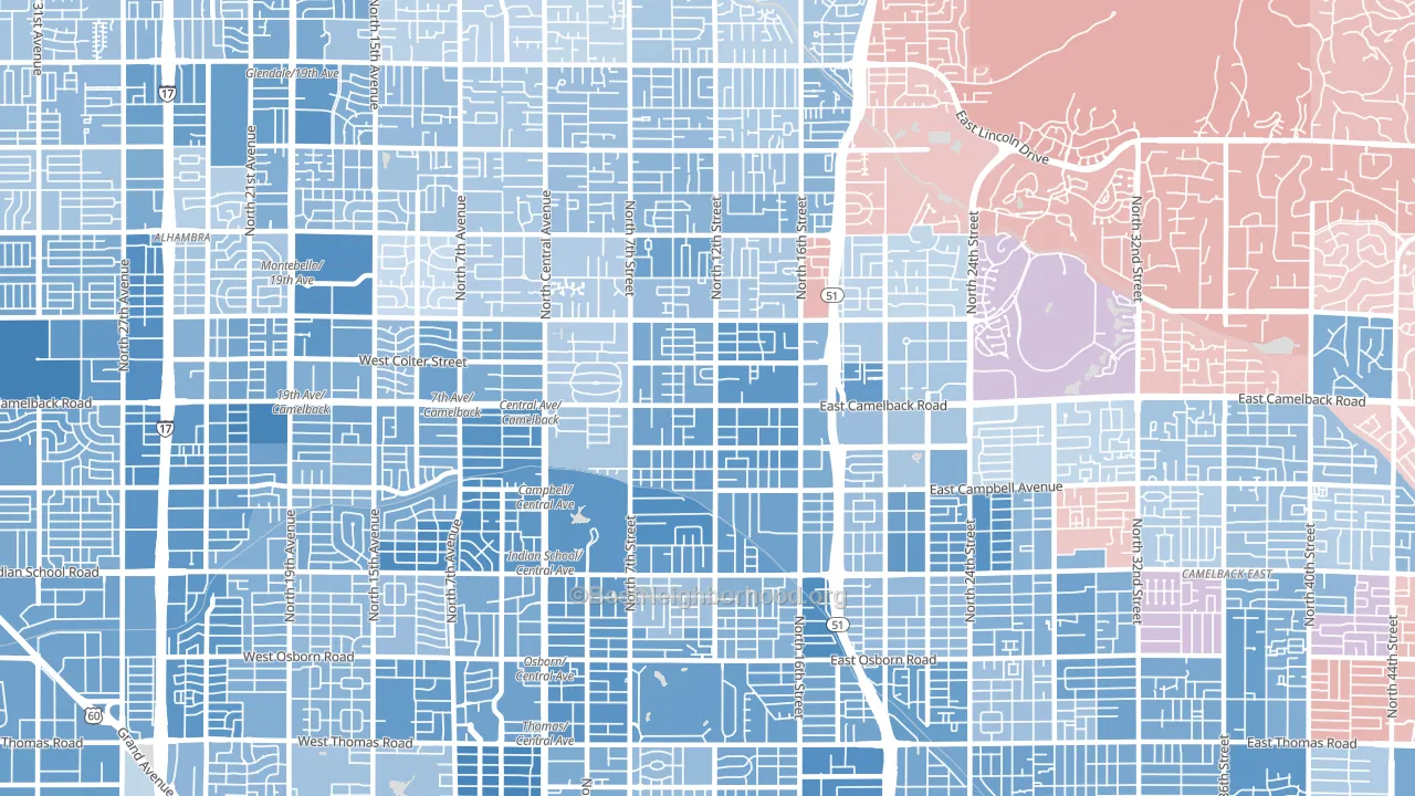 85014, AZ block-group political-lean map
