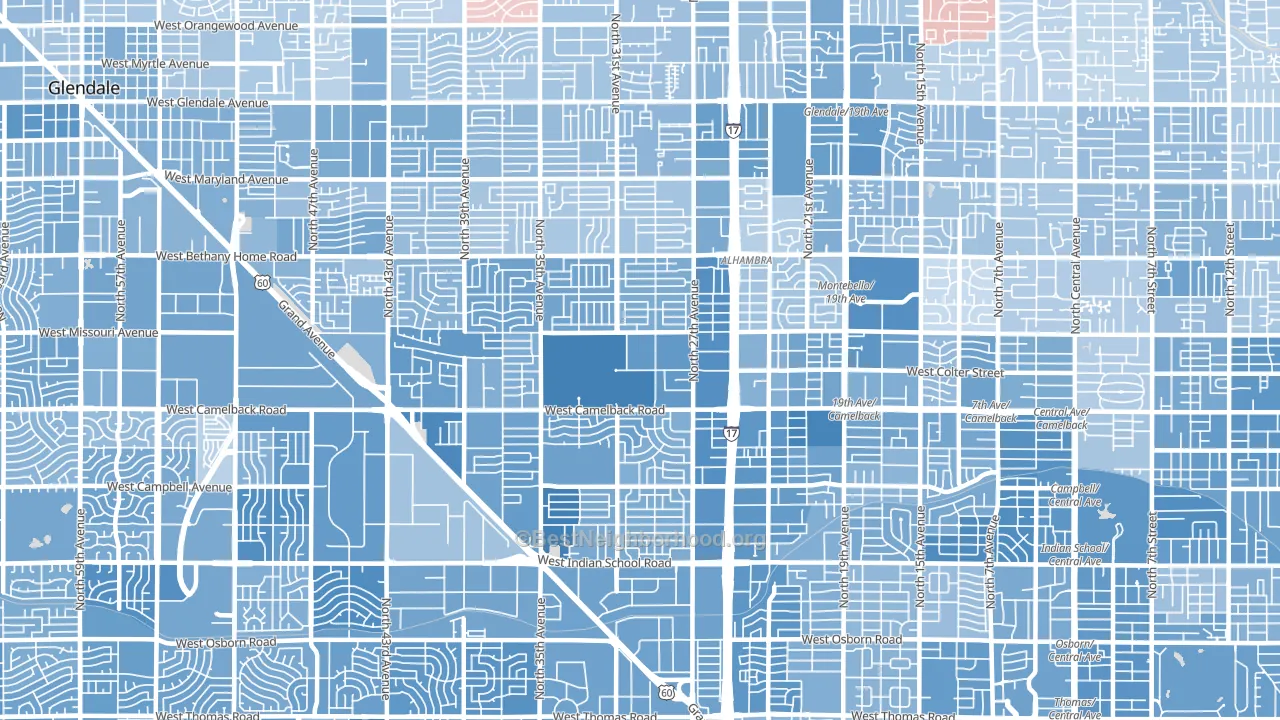 85017, AZ block-group political-lean map