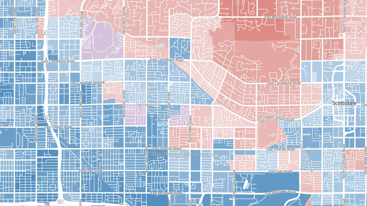 85018, AZ block-group political-lean map