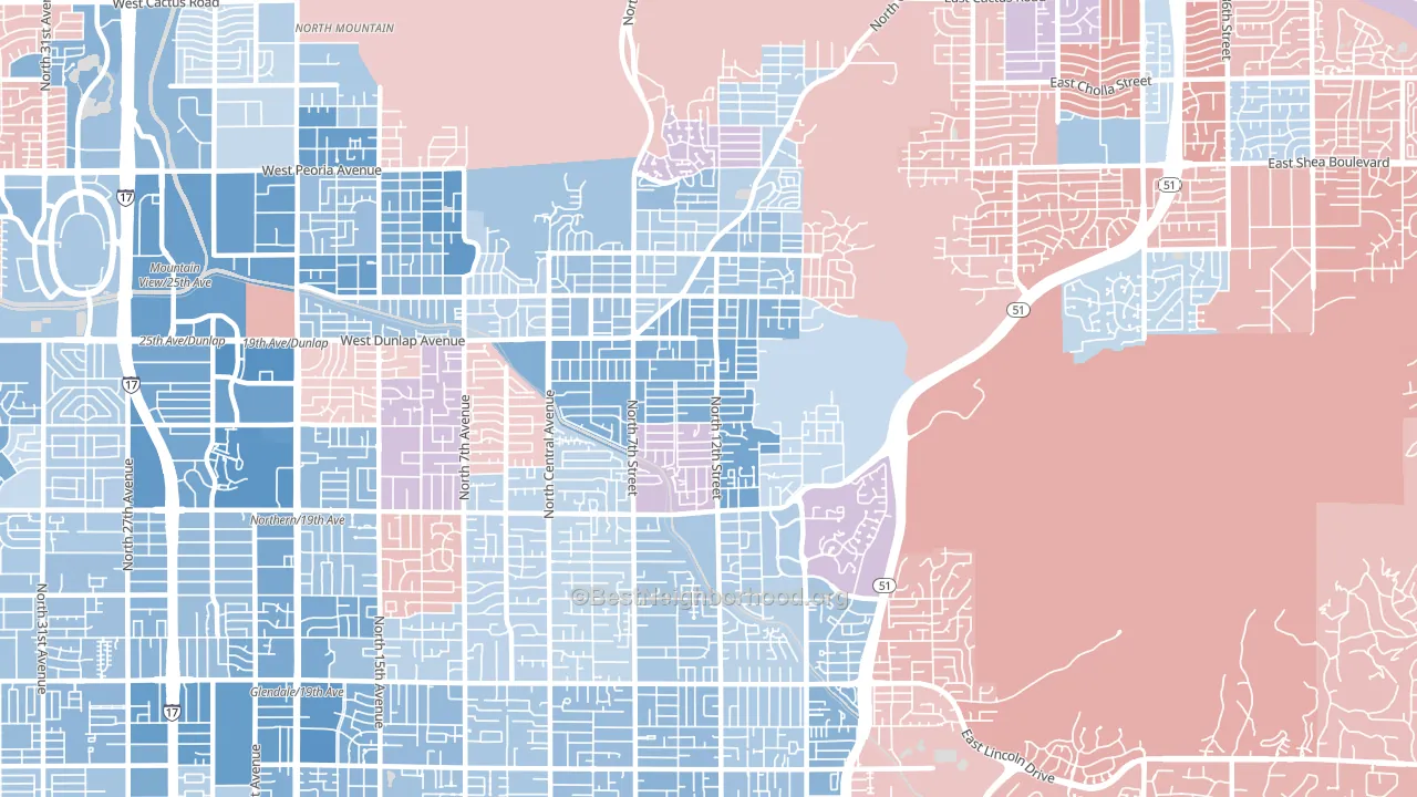 85020, AZ block-group political-lean map