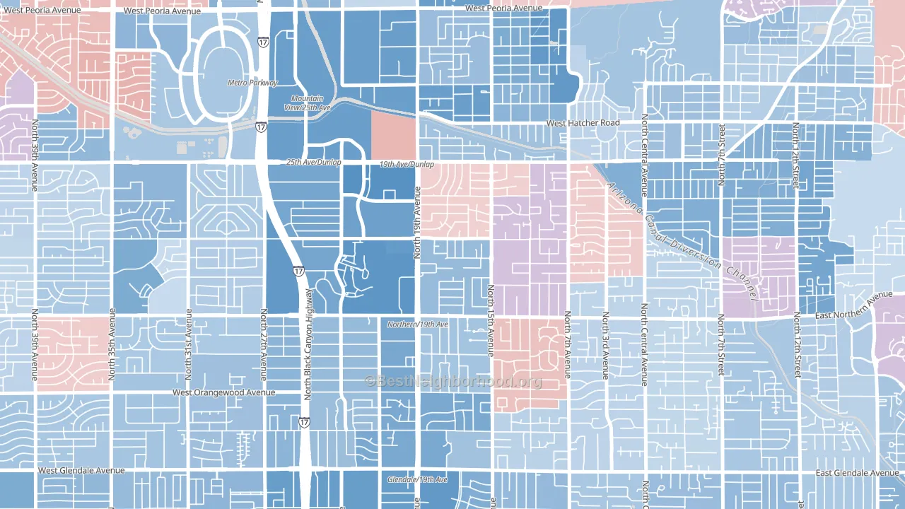 85021, AZ block-group political-lean map