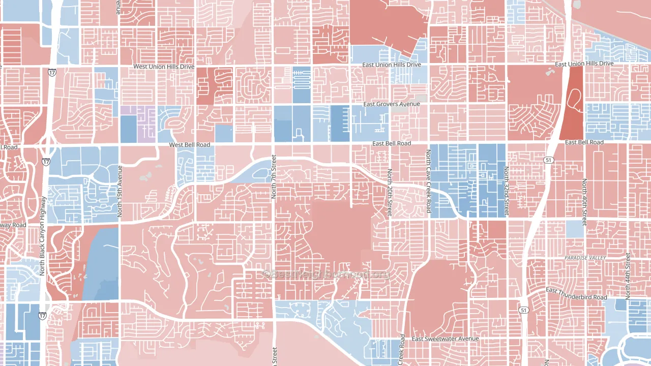 85022, AZ block-group political-lean map