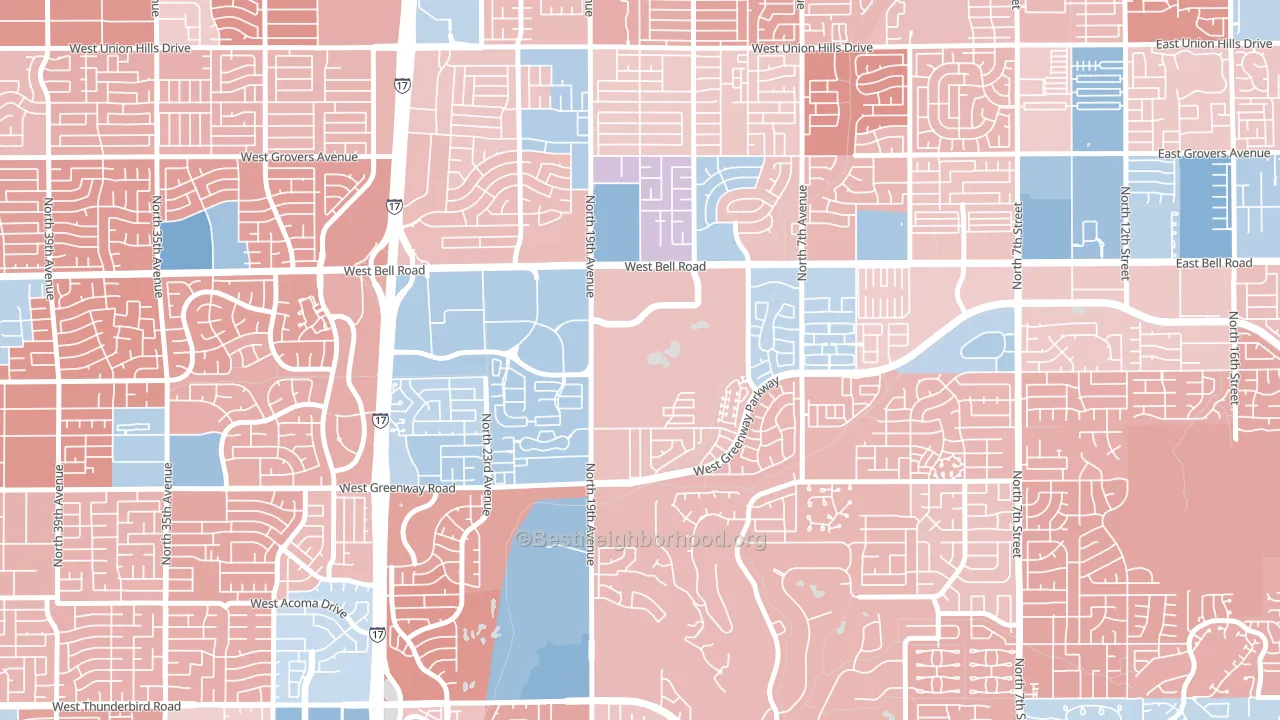 85023, AZ block-group political-lean map