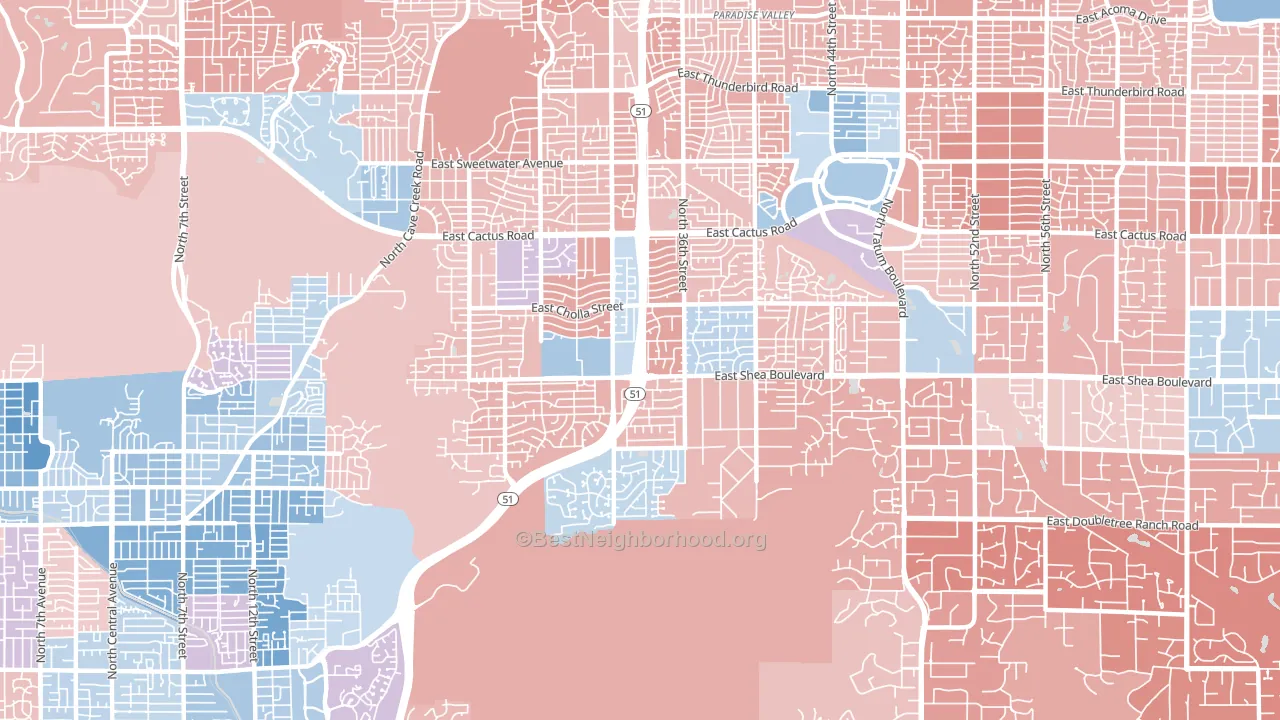 85028, AZ block-group political-lean map
