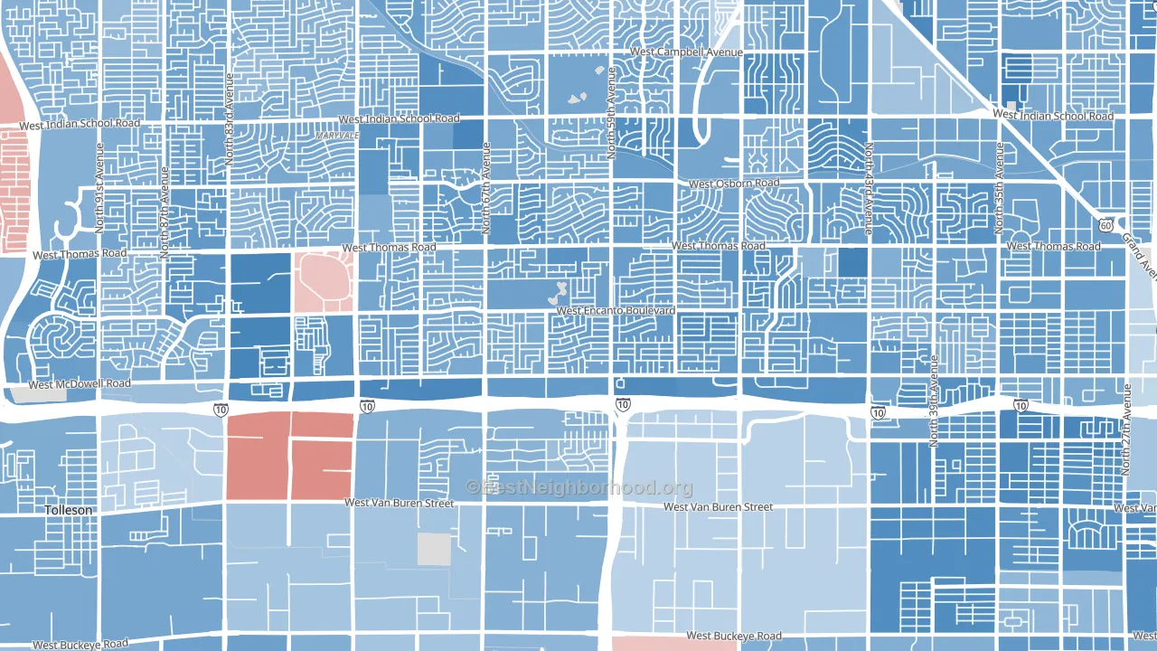 85035, AZ block-group political-lean map