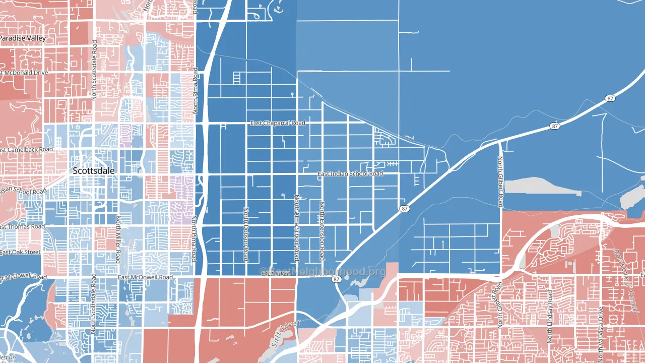 85256, AZ block-group political-lean map