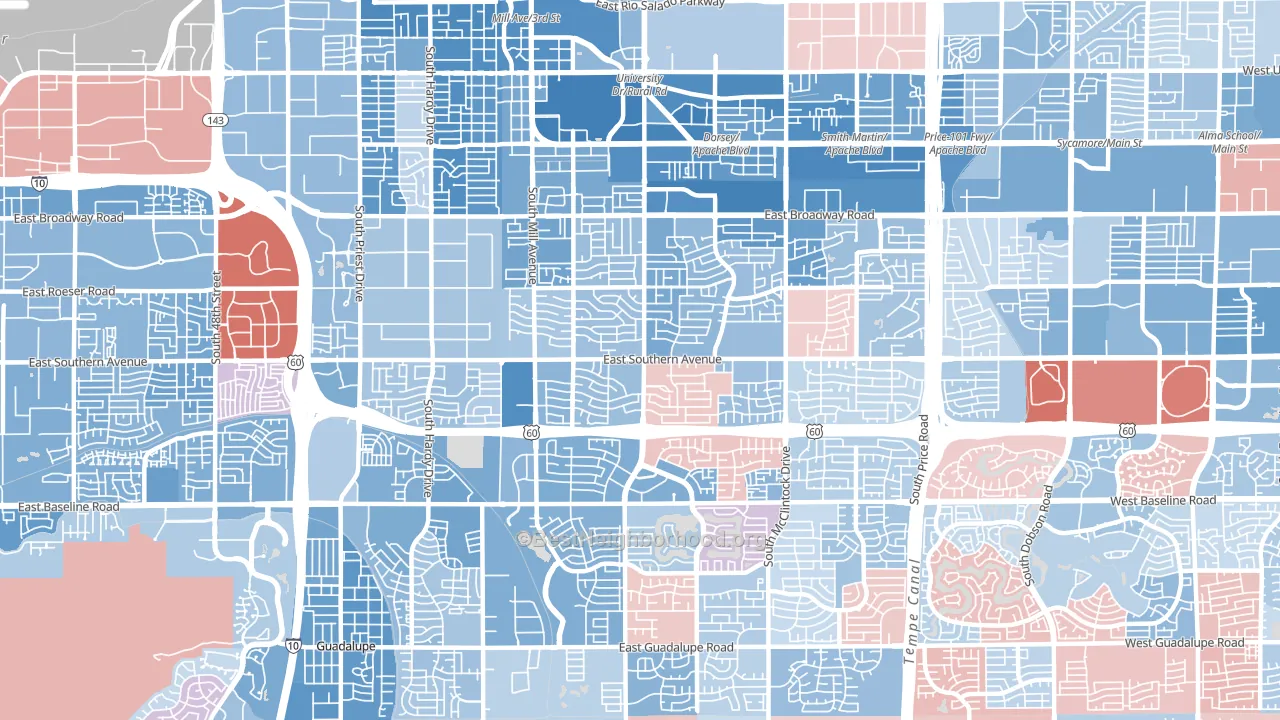 85282, AZ block-group political-lean map
