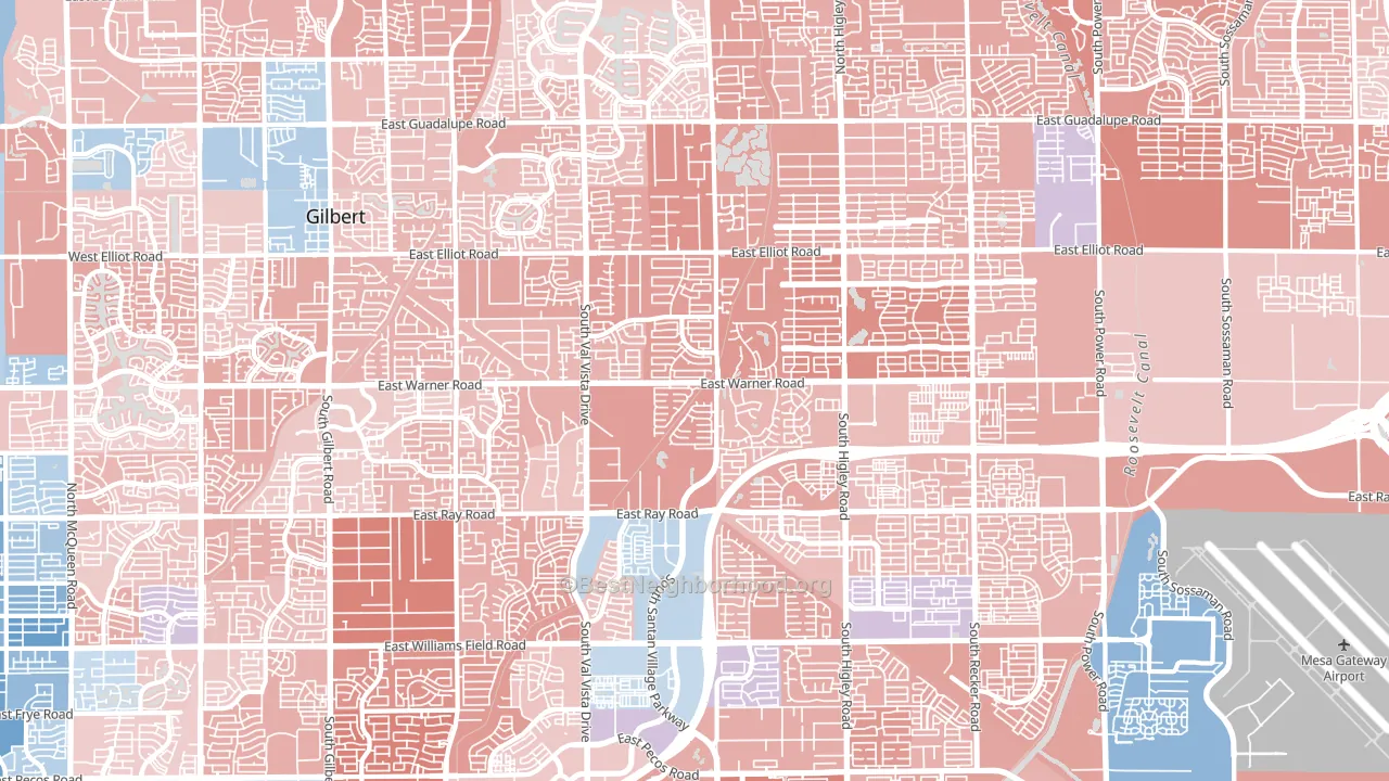 85296, AZ block-group political-lean map