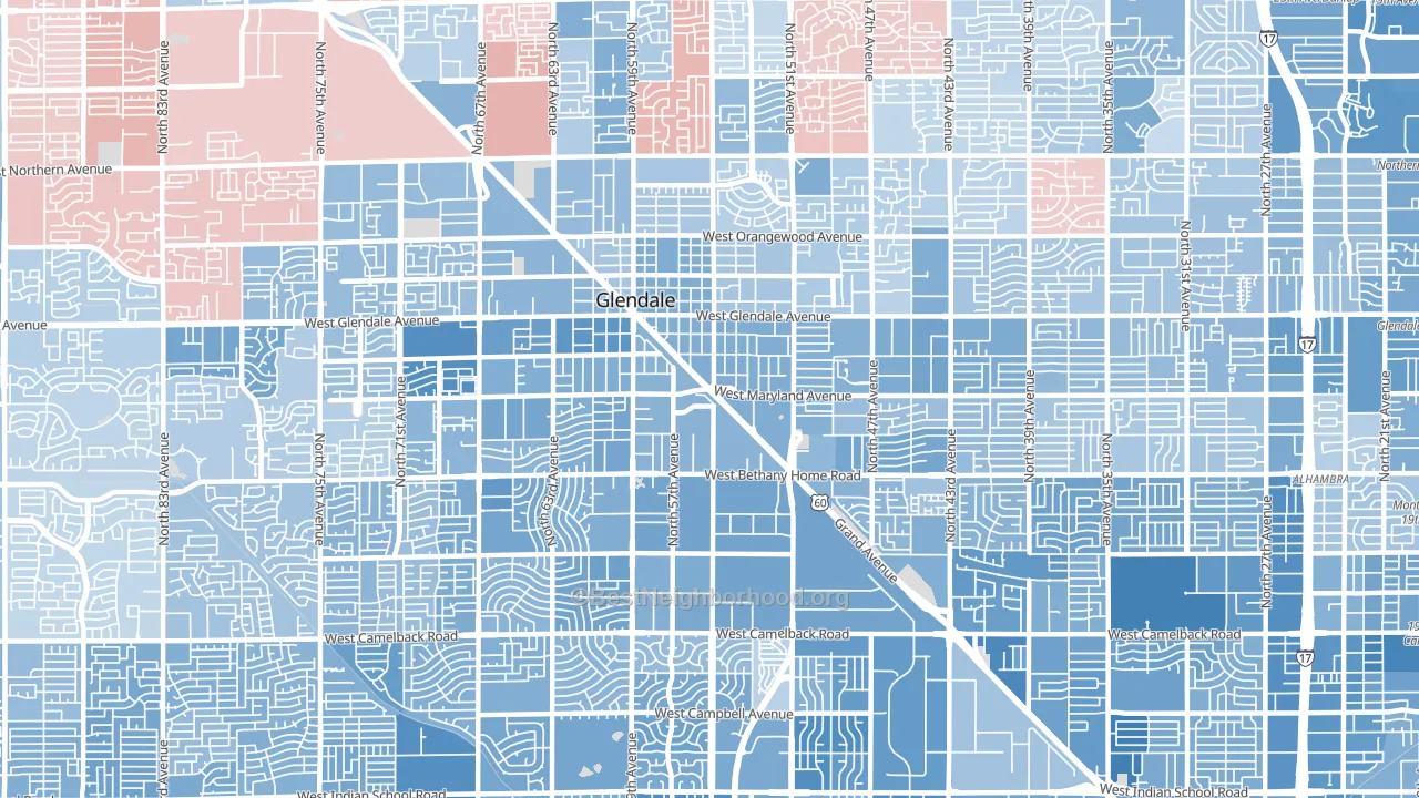 85301, AZ block-group political-lean map