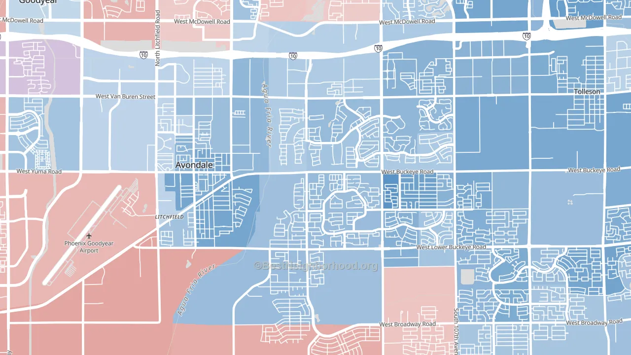 85323, AZ block-group political-lean map