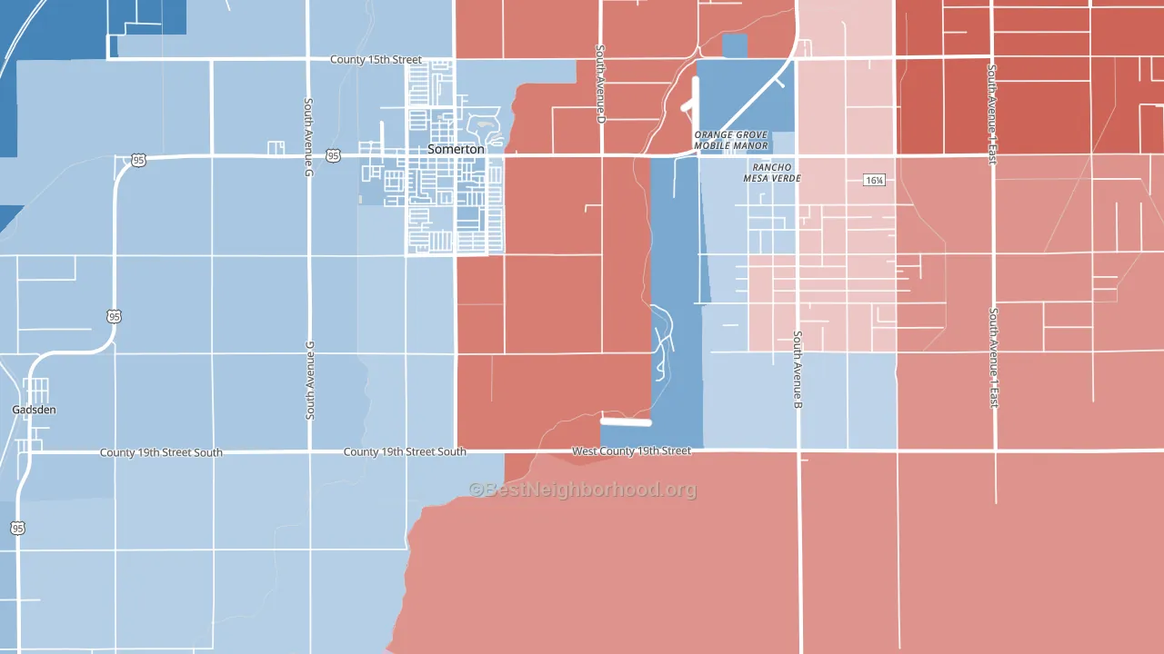 85350, AZ block-group political-lean map
