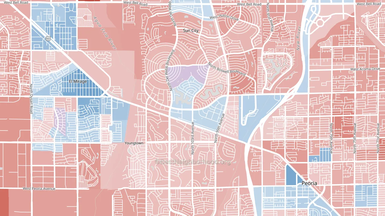 85351, AZ block-group political-lean map