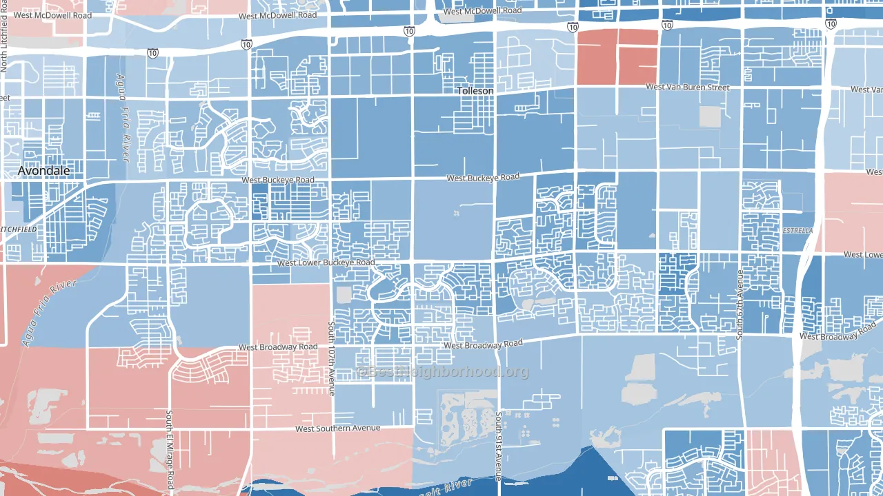 85353, AZ block-group political-lean map