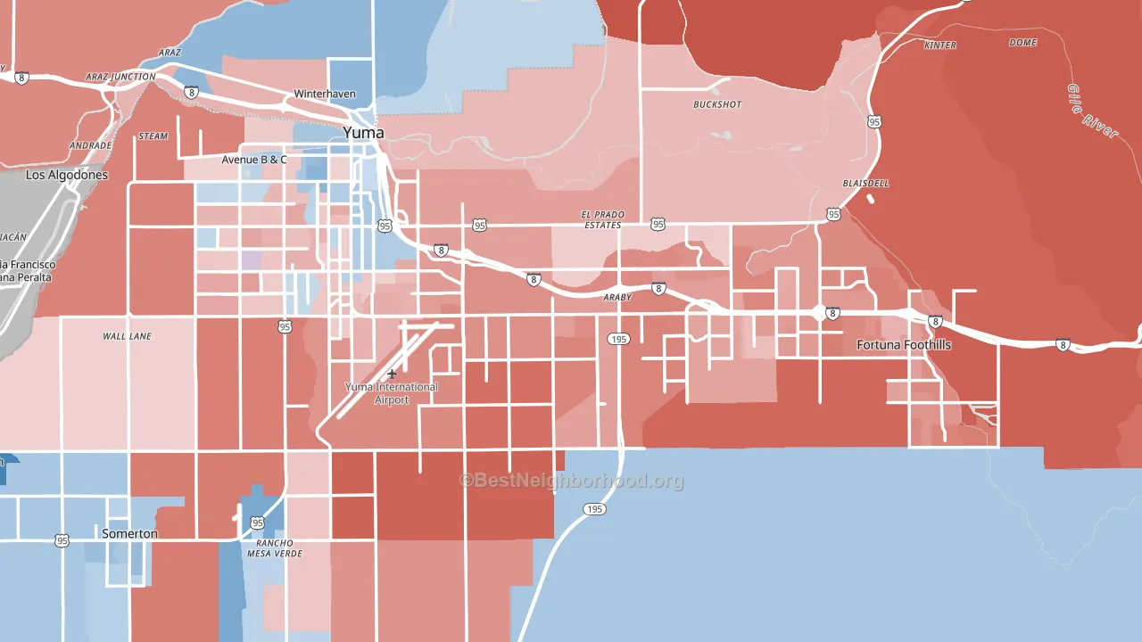 85365, AZ block-group political-lean map