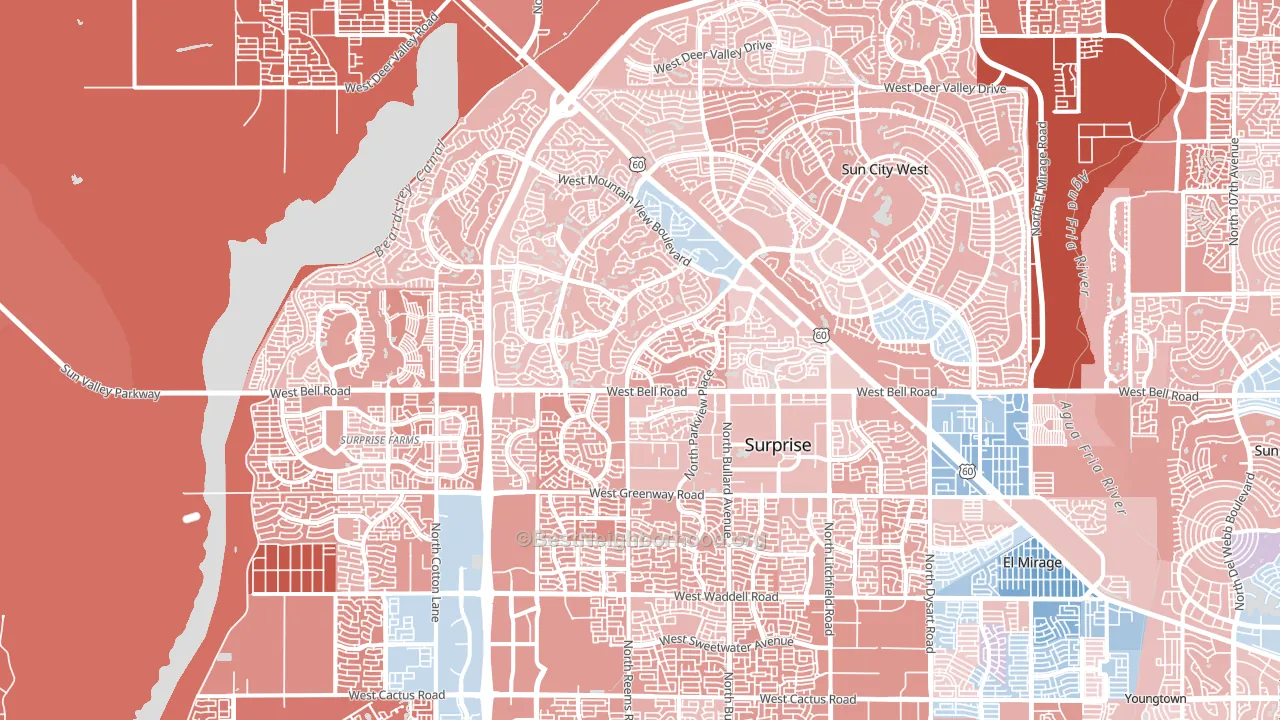 85374, AZ block-group political-lean map