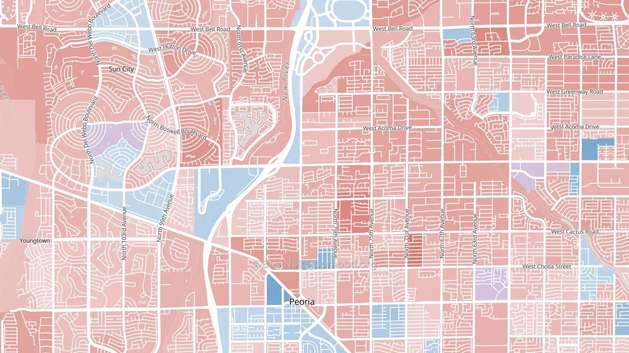 85381, AZ block-group political-lean map