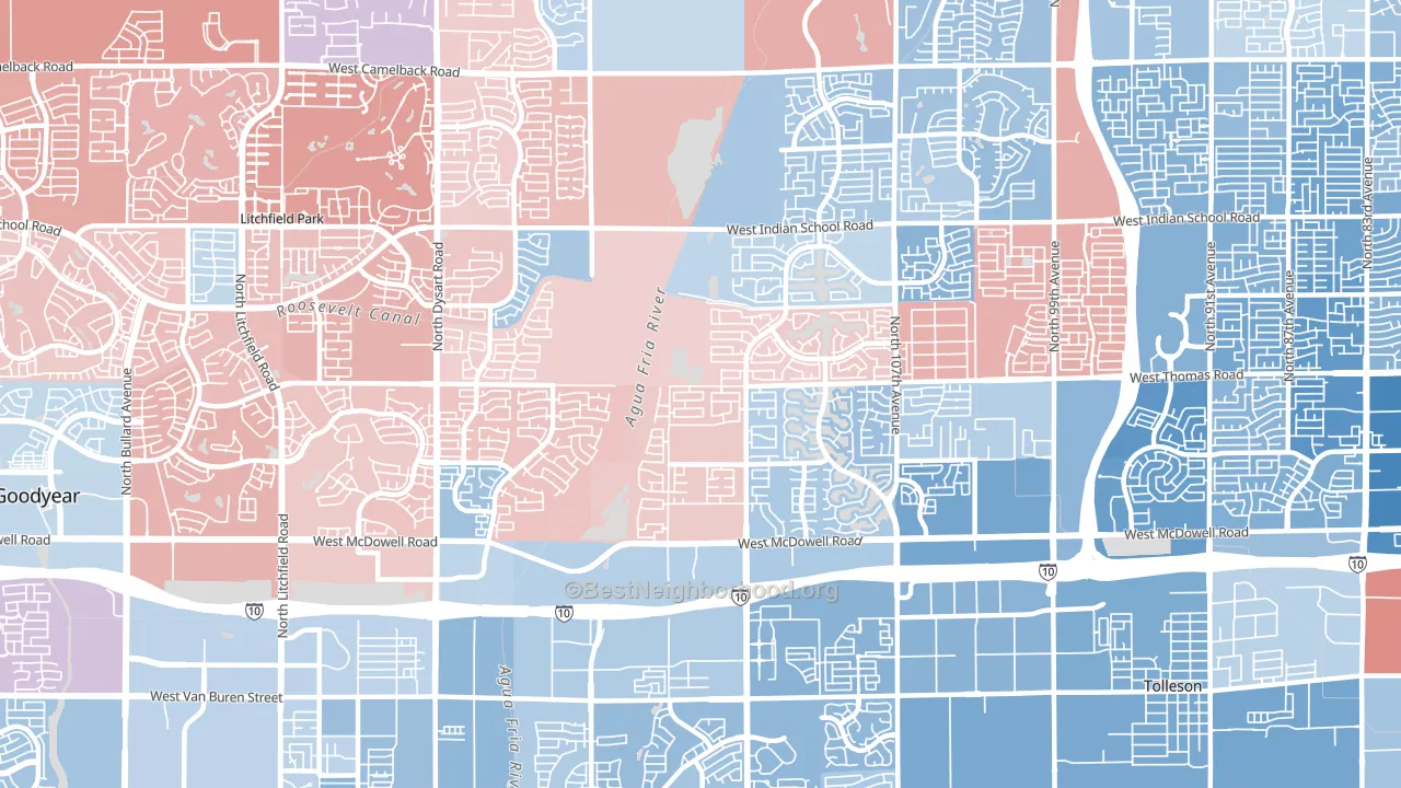 85392, AZ block-group political-lean map