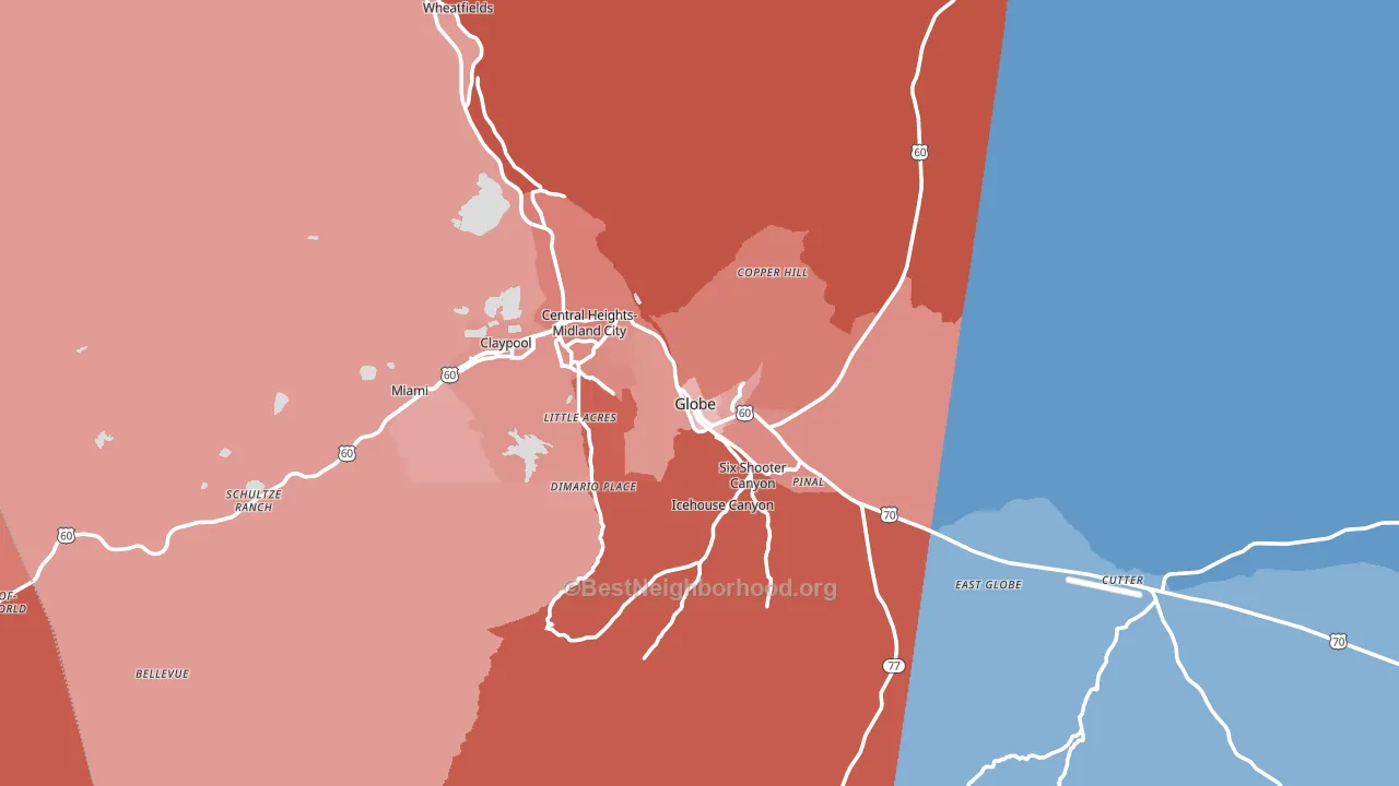 85501, AZ block-group political-lean map