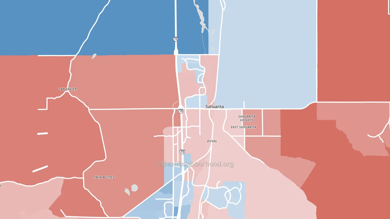 85629, AZ block-group political-lean map